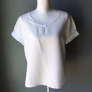 Christopher & Banks White Linen Blouse XL